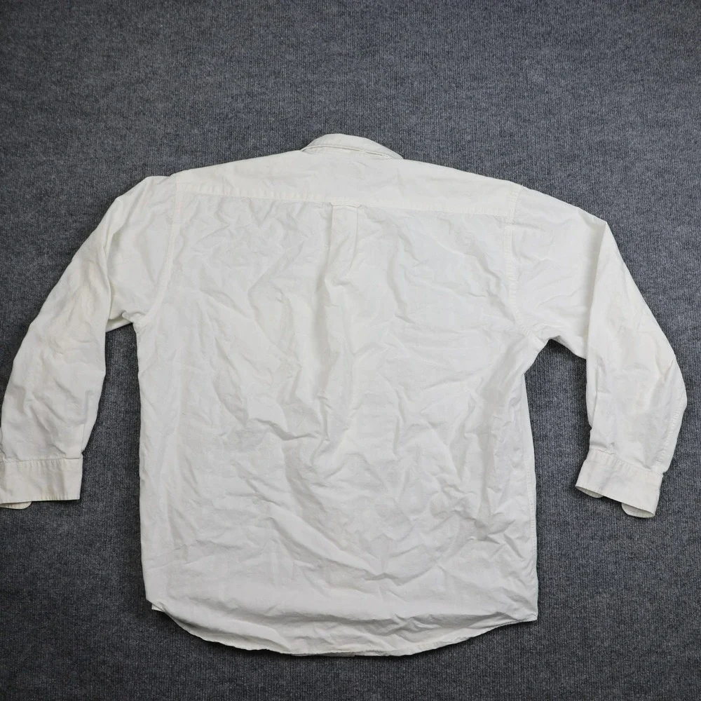 Banana Republic Shirt Mens Large White Textured Cotton Button Front Dress Pocket